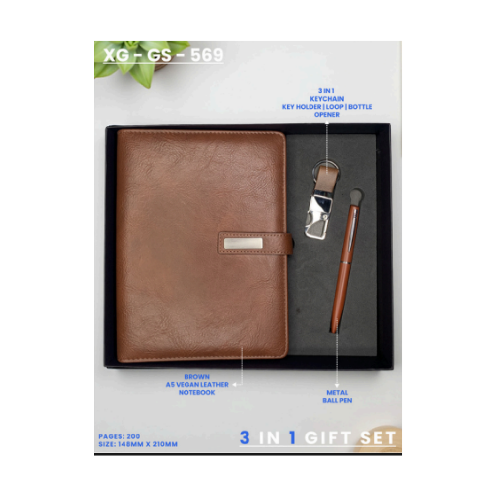 The XG-GS-569: Classic Brown Magnetic 3-in-1 Gift Set