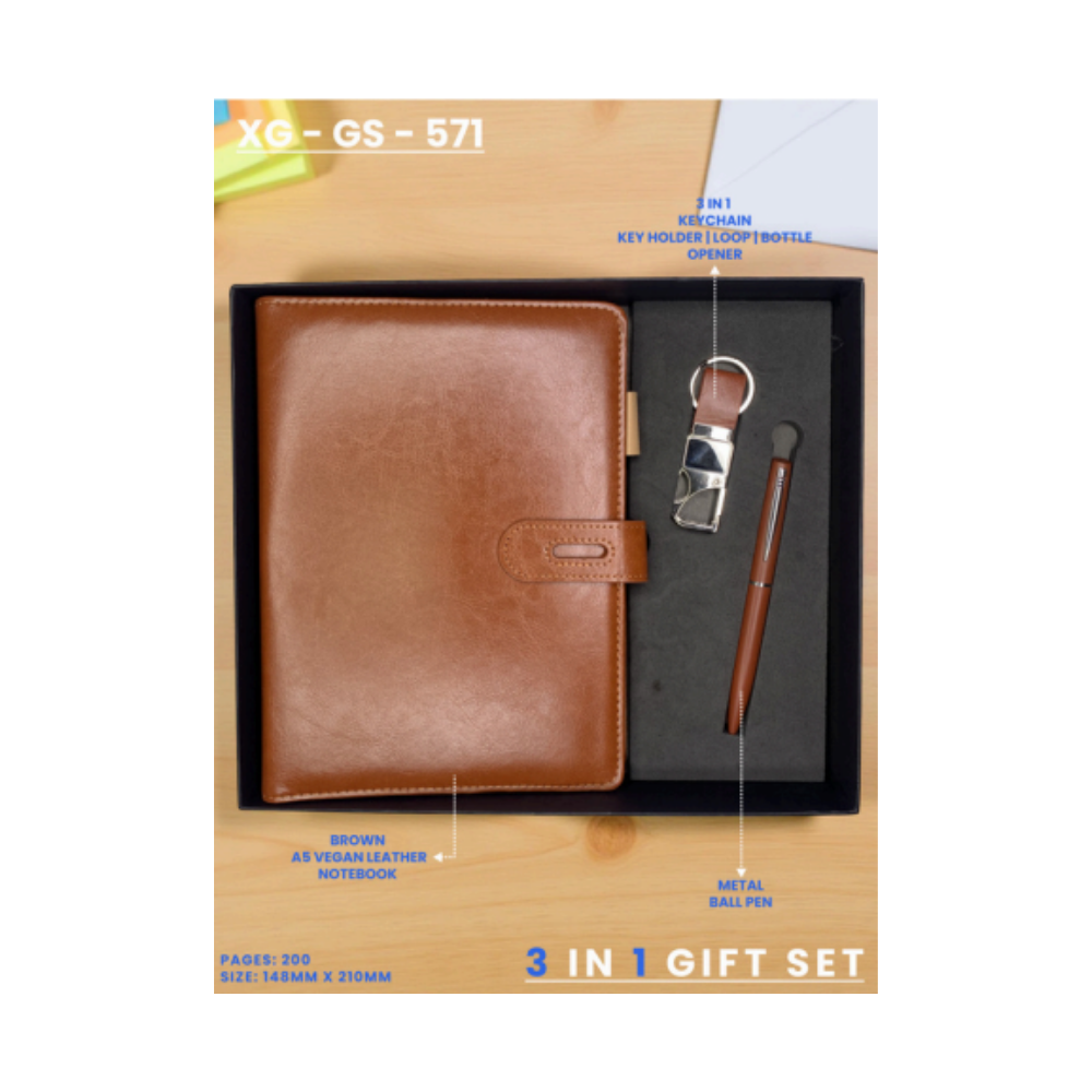 XG-GS-571: Secure Classic Brown Snap-Closure Set