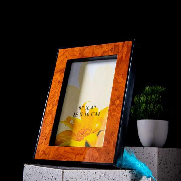Glossy Elegant Natural Finish Burl Veneer Wooden Memory Keeper Photo Frame
