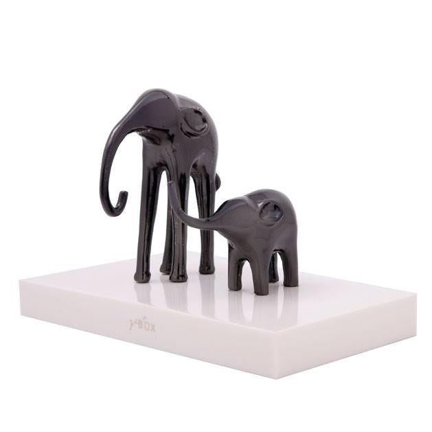 Elephant Statue Figurines Desktop Mother Baby Living Room Ornament