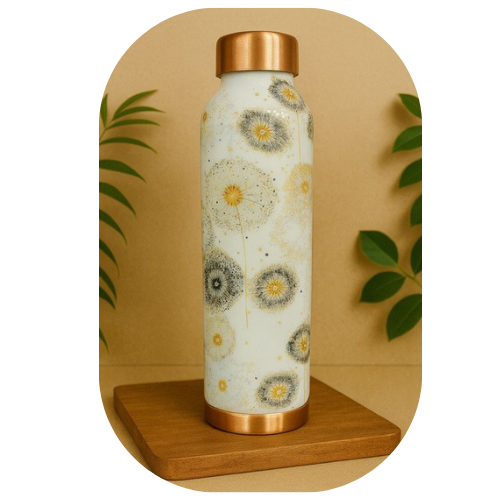 TIVRA Meena Floral Copper Bottle