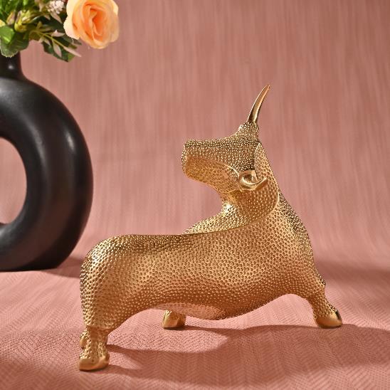 Vintage Metal Brass Cow Statue