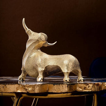 Vintage Metal Brass Cow Statue