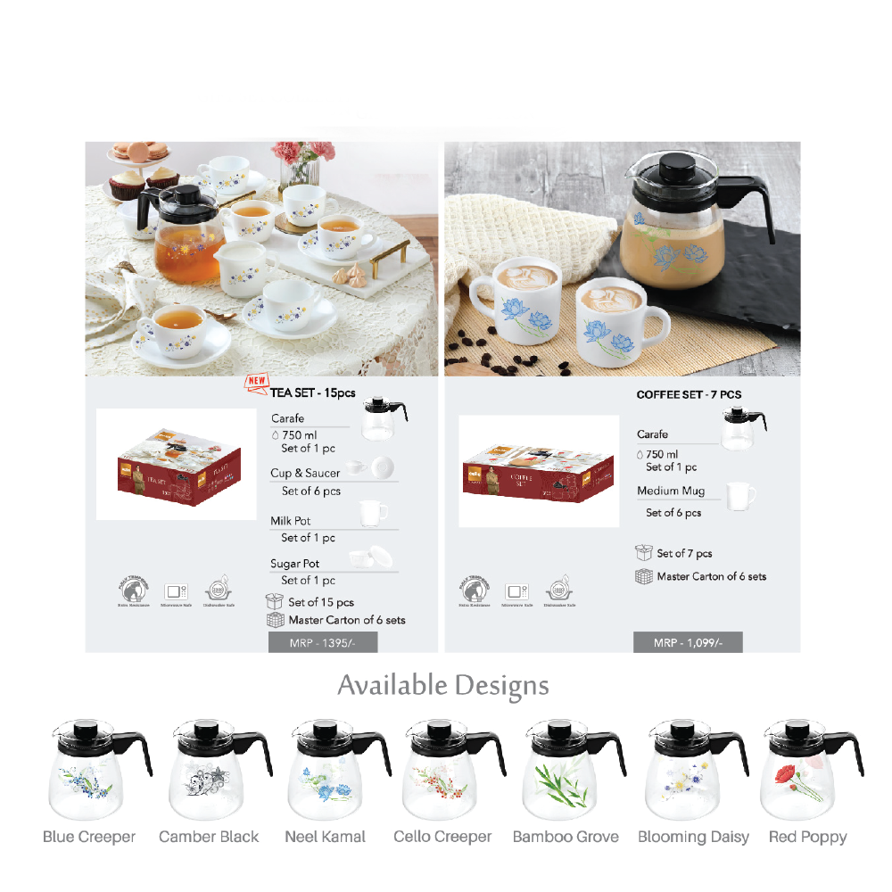 Tea Set 15 pcs & Coffee Set - 7 Pcs