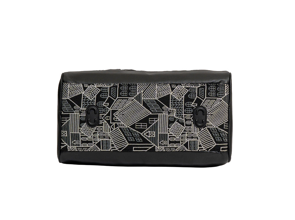 Monochrome Geometric Village Print Travel Duffle Bag (Model: OMZ102)