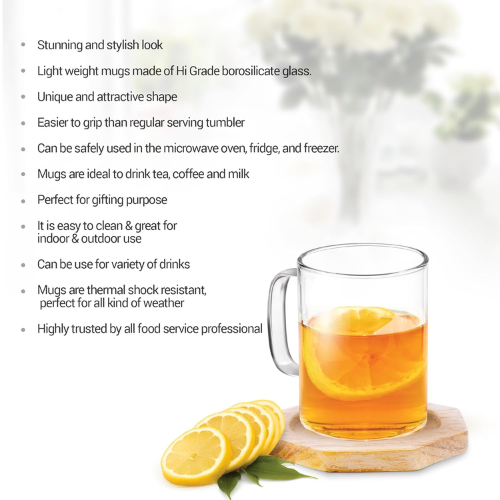 Borosilicate Vista Tea Mug 220ML Set of 6 Pcs