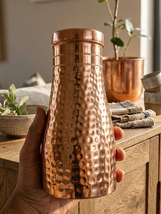 Pure Copper Water Bottle Tatva H008 – Hammered Finish, 950 ml विरासत