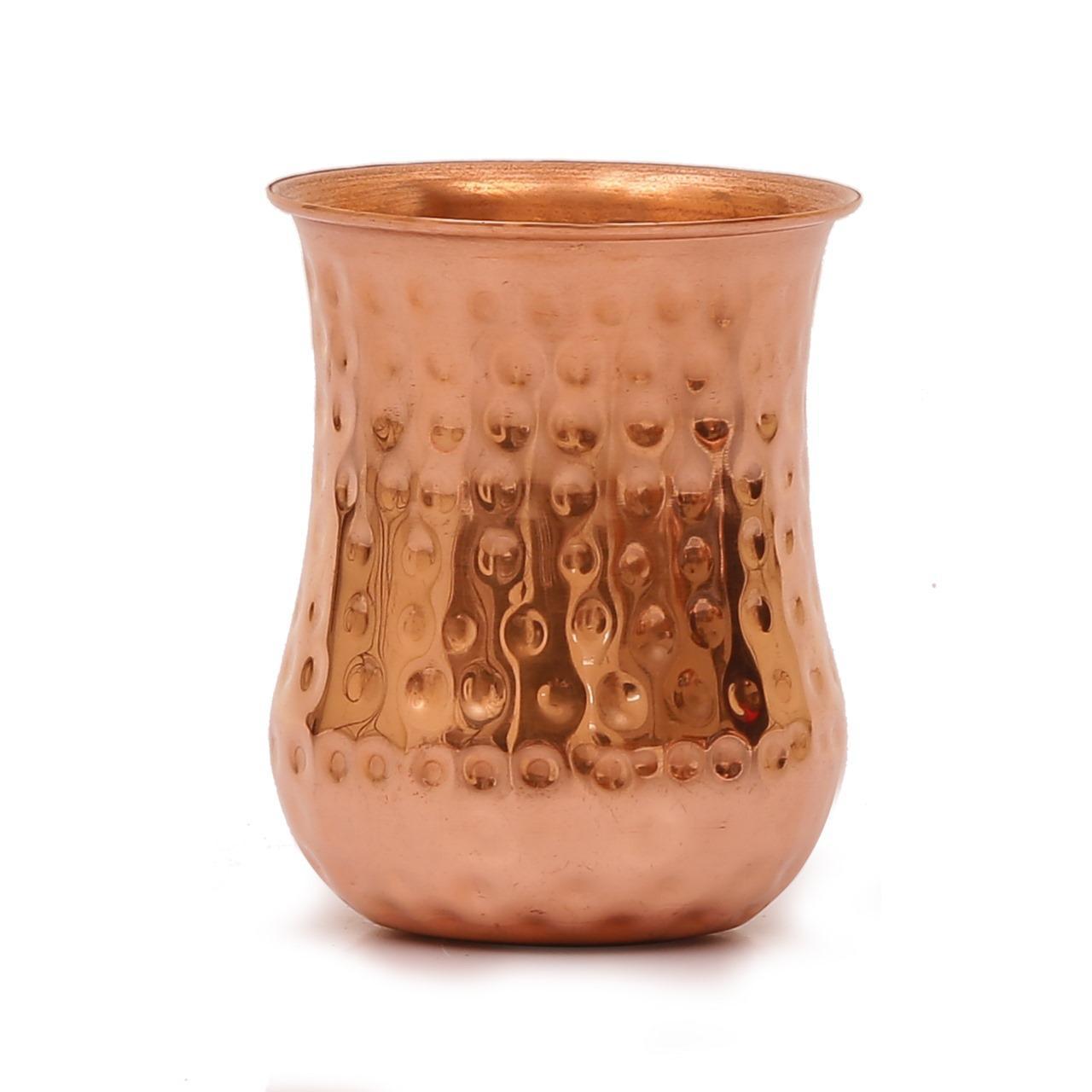 Round Hammered Copper Glass, Set of 2 Capacity: 300 Ml