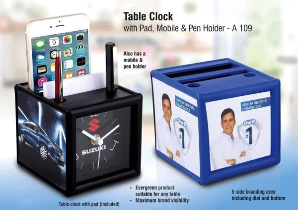 A109 – Table clock with pad and mobile holder