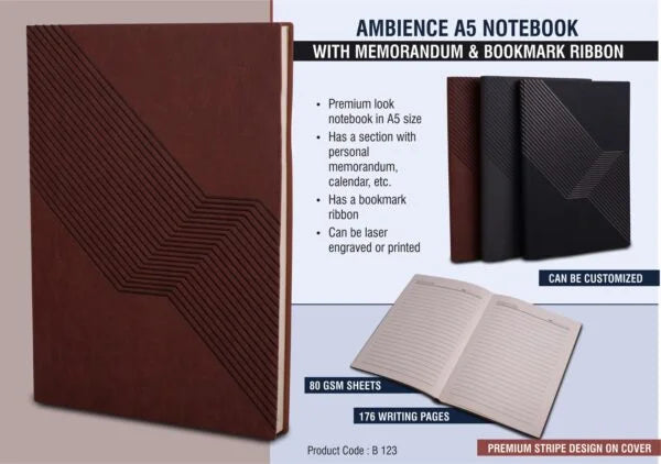 B123 – Ambience A5 notebook with memorandum & Bookmark ribbon