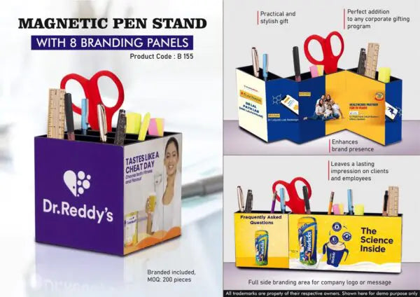 B155 – Magnetic Pen stand with full side branding area | Branding included