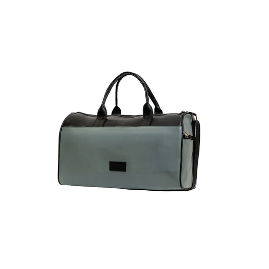 Dual-Tone Grey & Black Faux Leather Travel Duffle Bag (Model: TXL420)