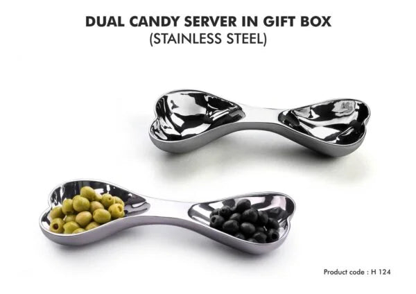 H124 – Stainless steel Dual Candy Server (in gift box)