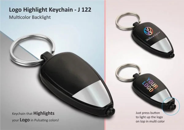 J122 – Two tone Logo highlight keychain (multicolor backlight)