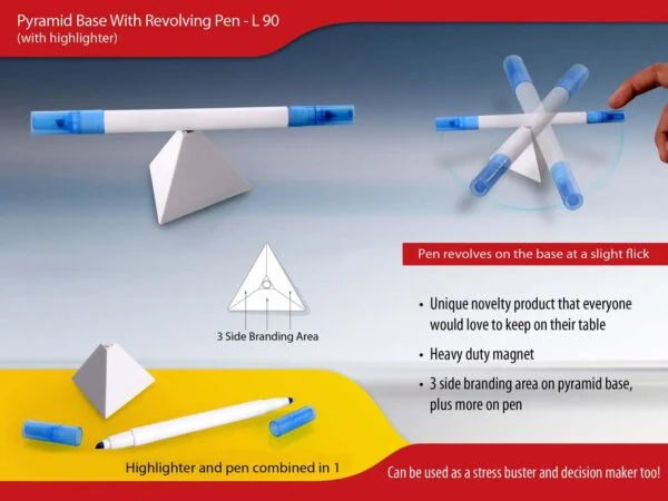L90 – Pyramid stand with Revolving pen & highlighter