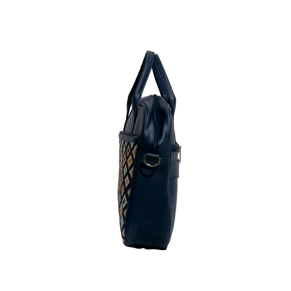 Navy Blue Diamond Jacquard Messenger Travel Bag (Model: OMZ107)