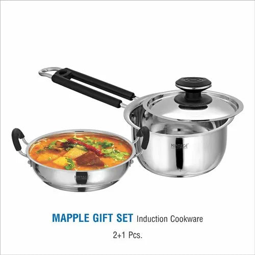 Stainless Steel Cookware Gift 2+1 Set- Mapple