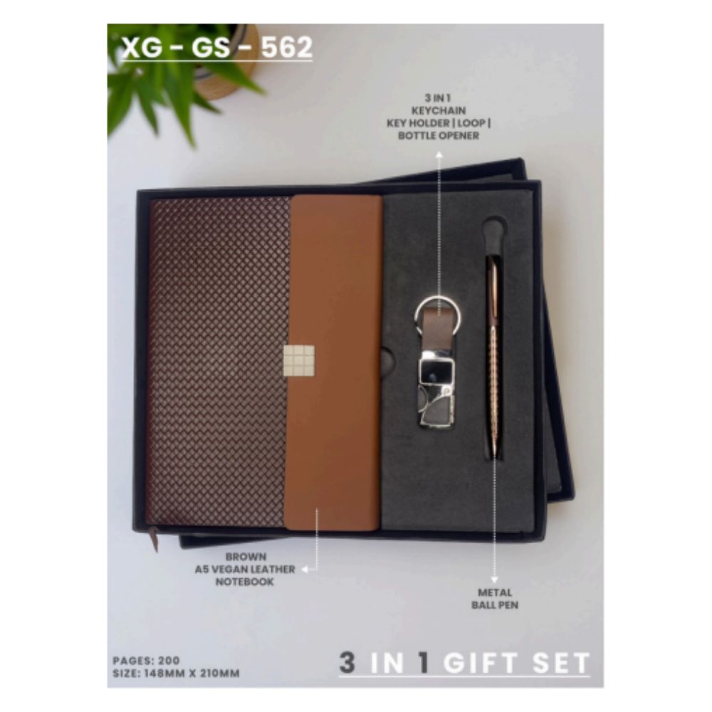 The XG-GS-562: Textured Brown 3-in-1 Executive Set