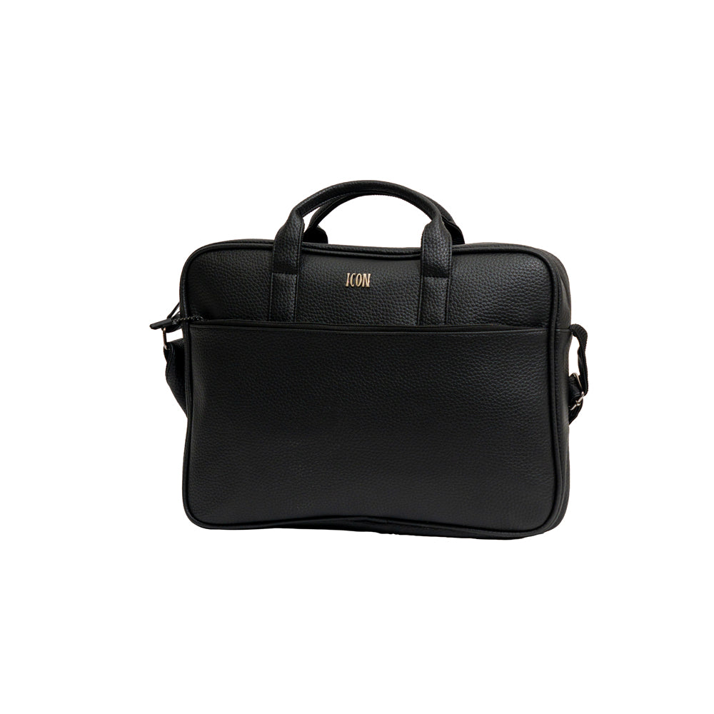 Executive Black Textured Faux Leather Laptop Messenger Bag (Model: TXL305)
