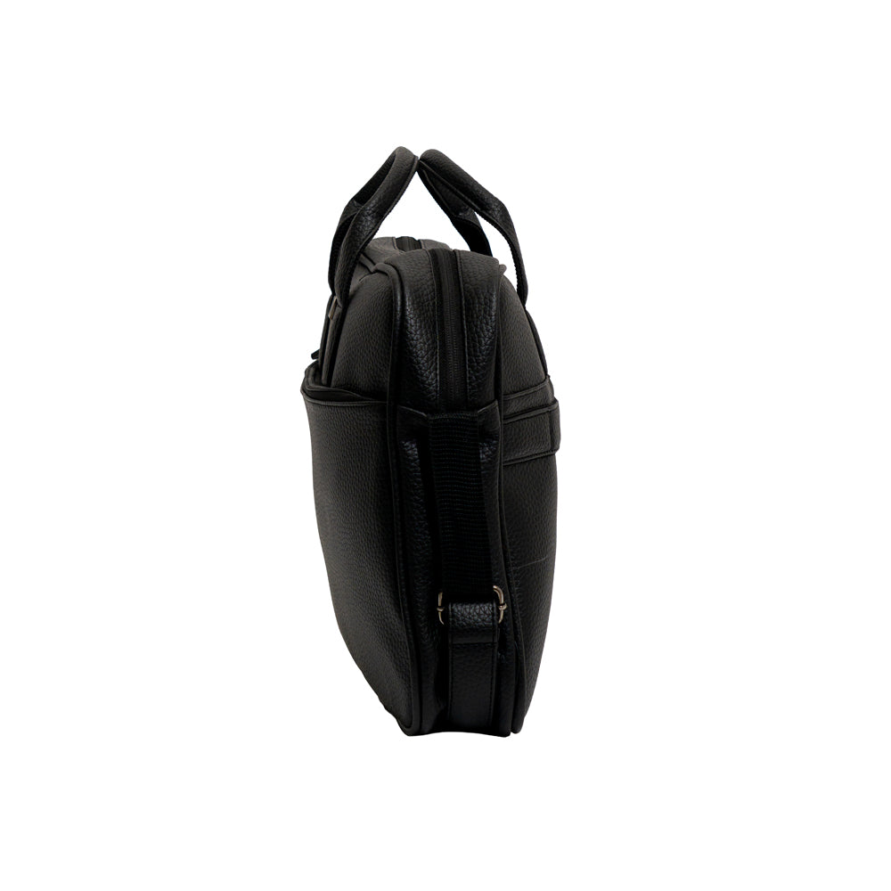 Executive Black Textured Faux Leather Laptop Messenger Bag (Model: TXL305)