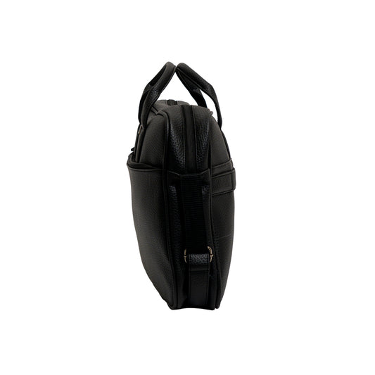 Executive Black Textured Faux Leather Laptop Messenger Bag (Model: TXL305)
