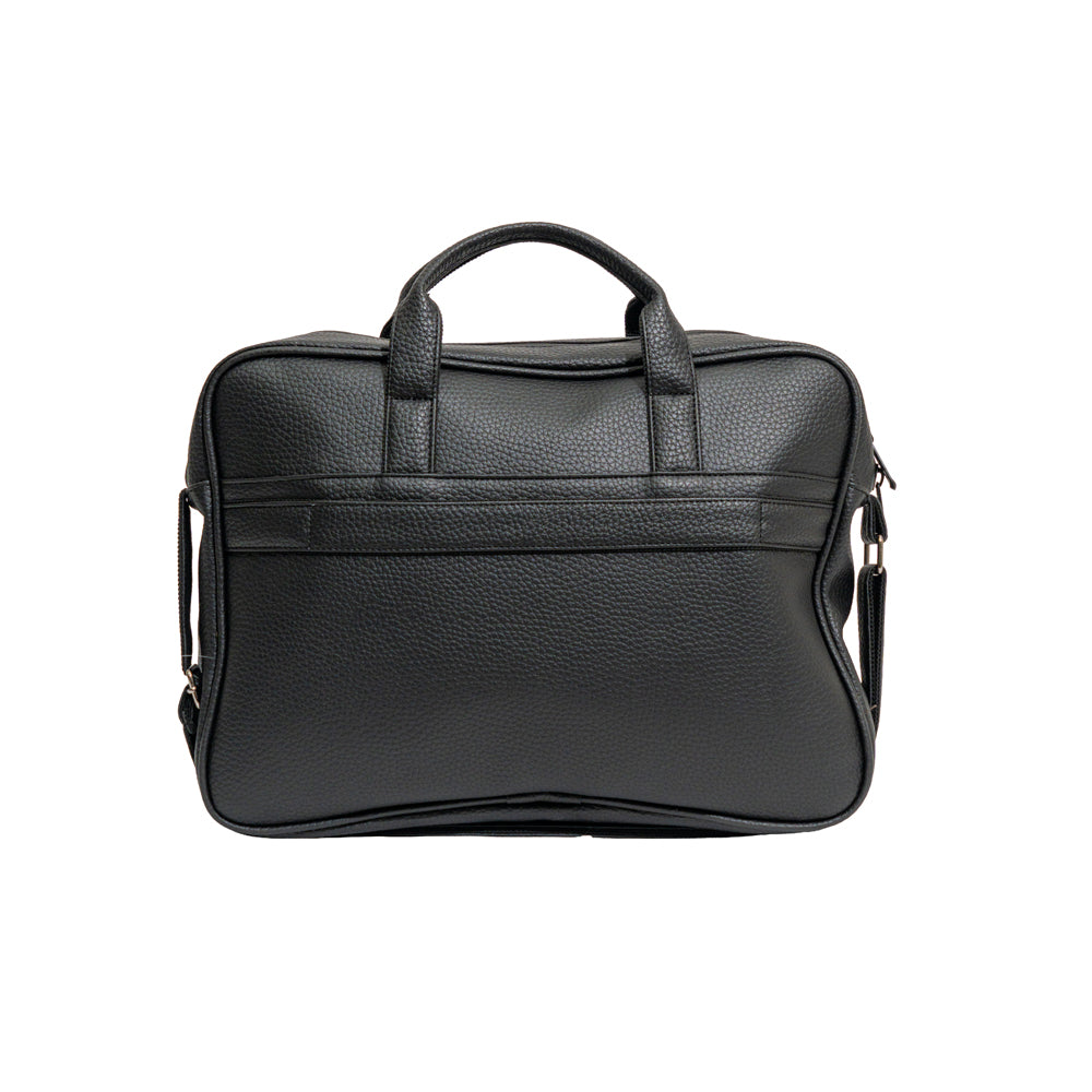 Executive Black Textured Faux Leather Laptop Messenger Bag (Model: TXL305)