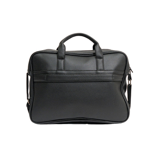 Executive Black Textured Faux Leather Laptop Messenger Bag (Model: TXL305)