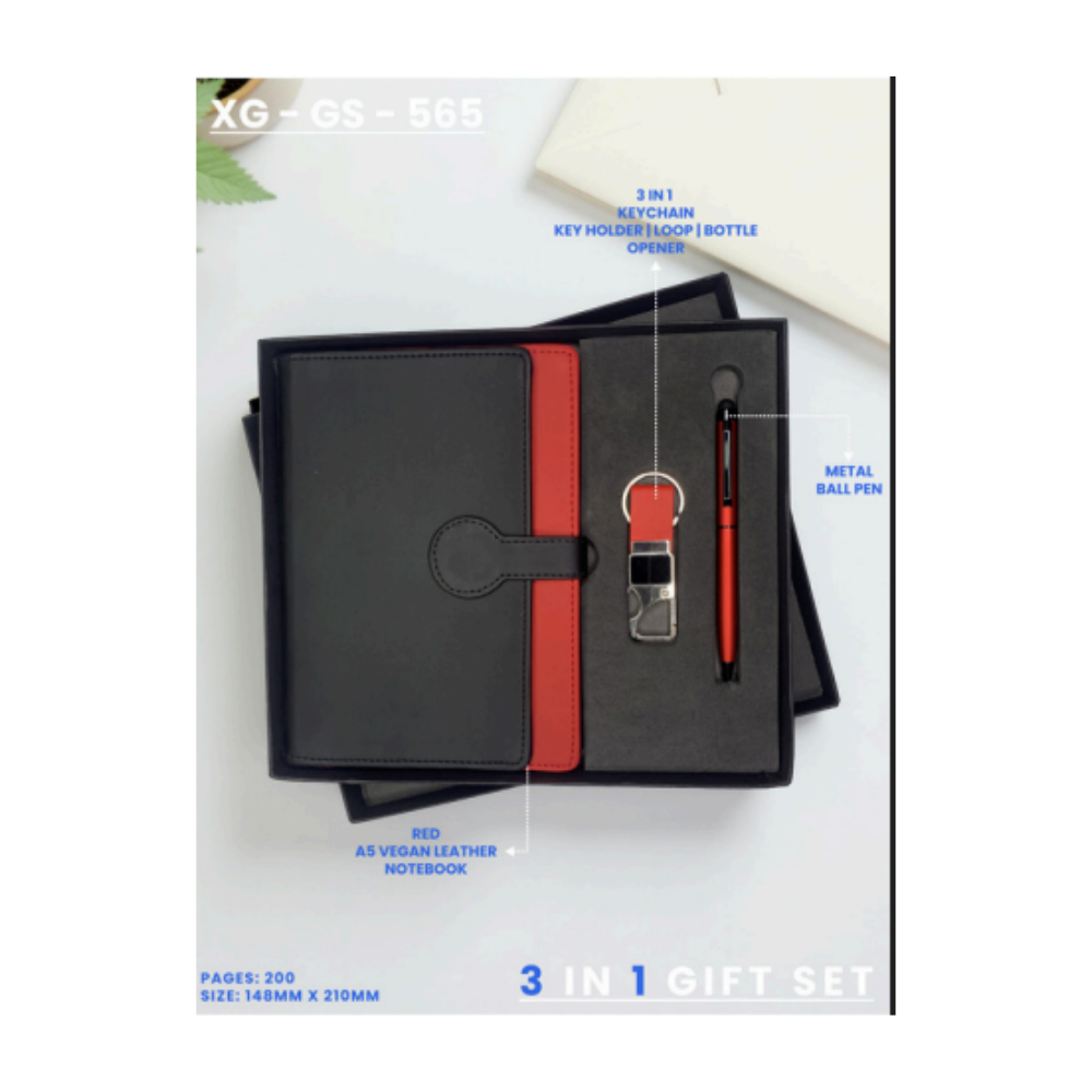 The XG-GS-565: Bold Black & Red 3-in-1 Executive Set
