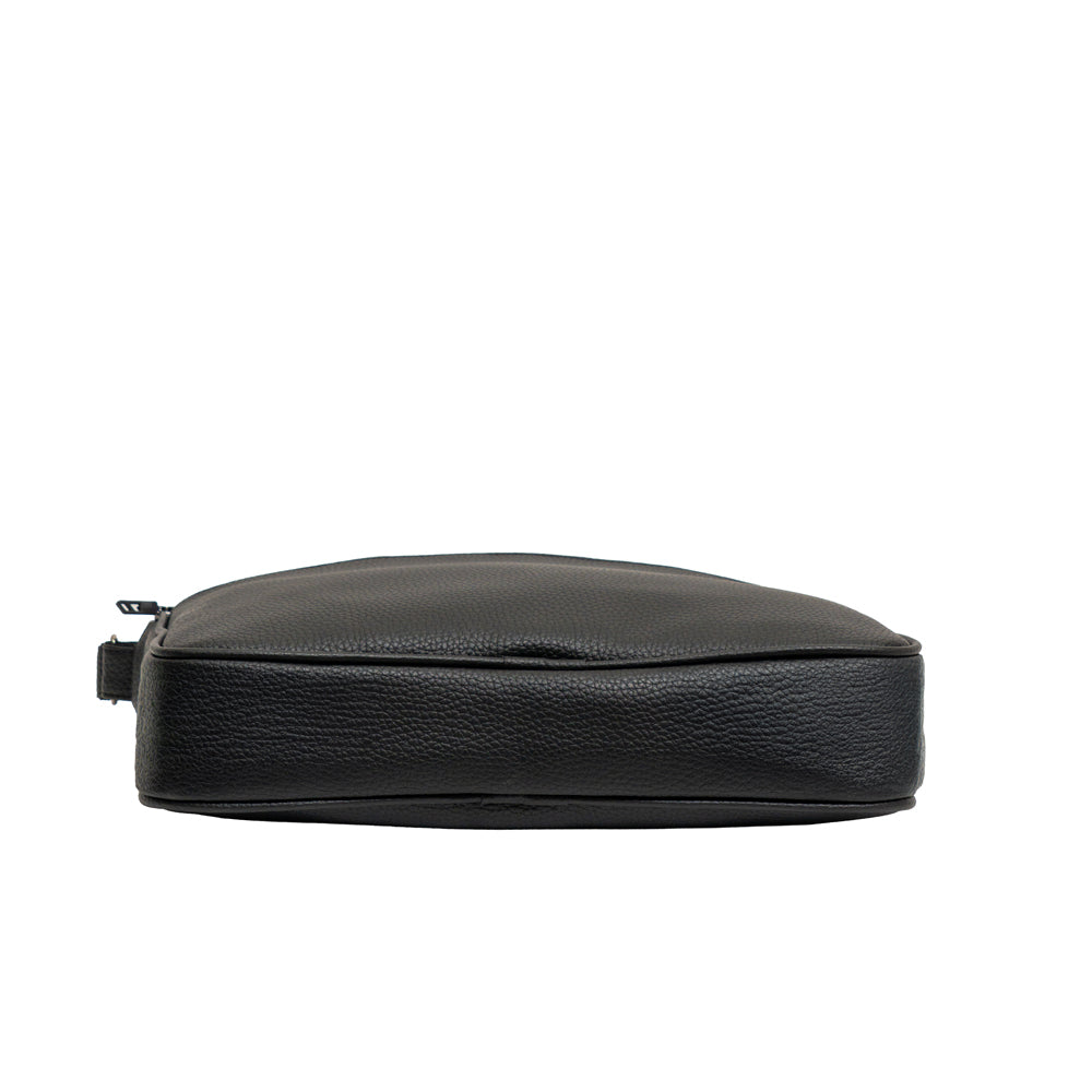 Executive Black Textured Faux Leather Laptop Messenger Bag (Model: TXL305)