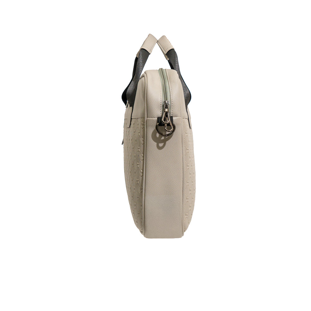 TEXEL Beige Embossed Monogram Faux Leather Laptop Messenger Bag (Model: TXL506)
