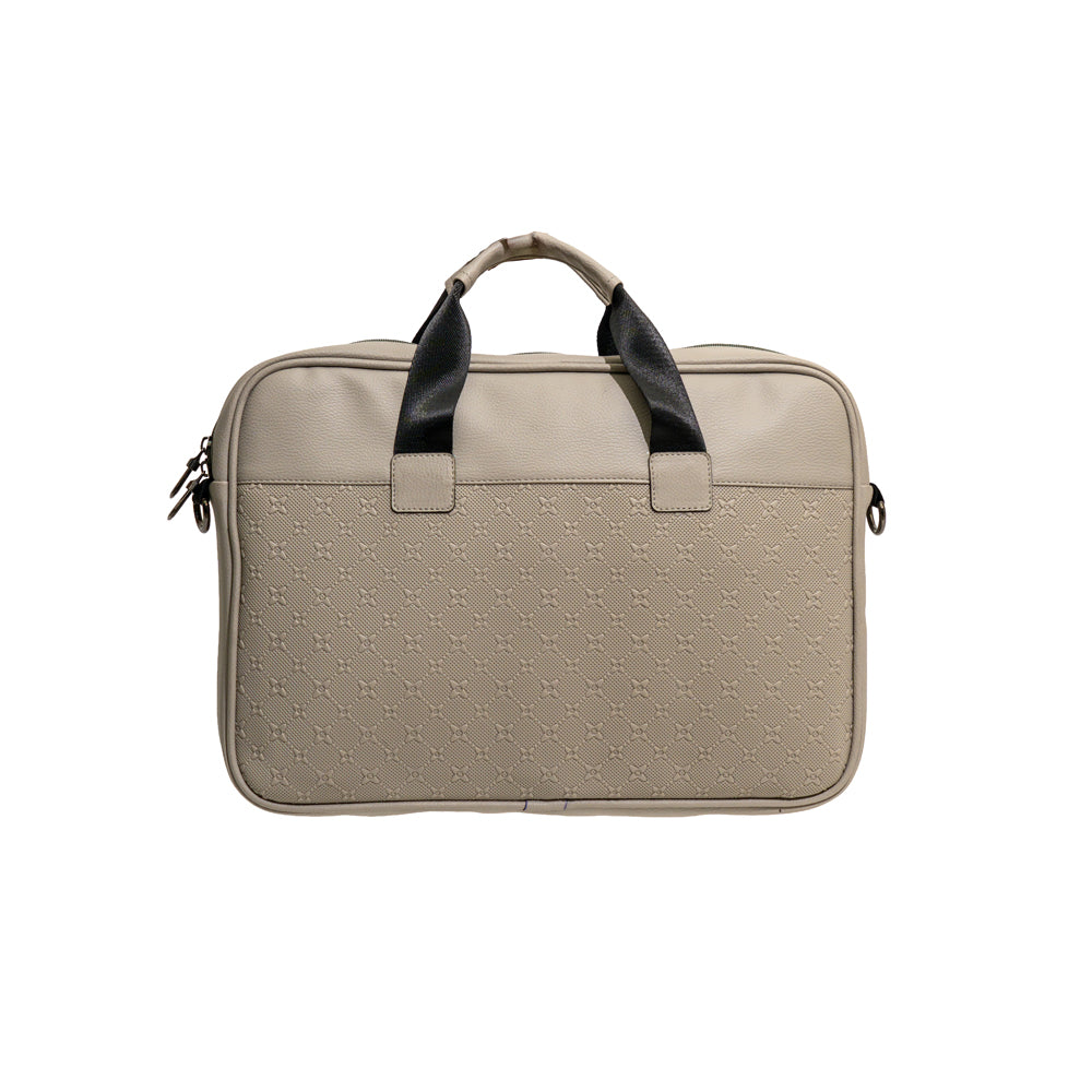 TEXEL Beige Embossed Monogram Faux Leather Laptop Messenger Bag (Model: TXL506)