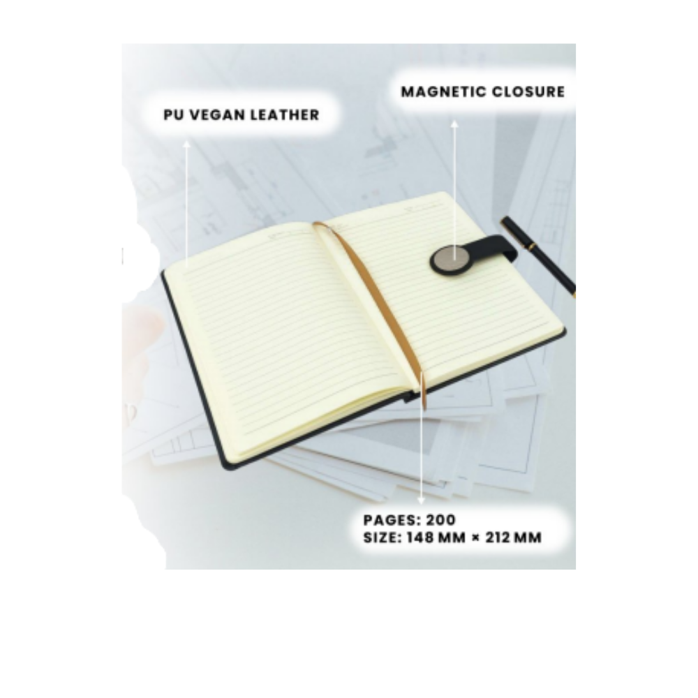 A5 PU Leather Executive Notebook with Round Magnetic Metal Clasp – XG-NB12