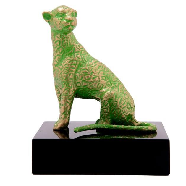 Cheetah Statue Figurine Leopard Sculpture Home Office Decor