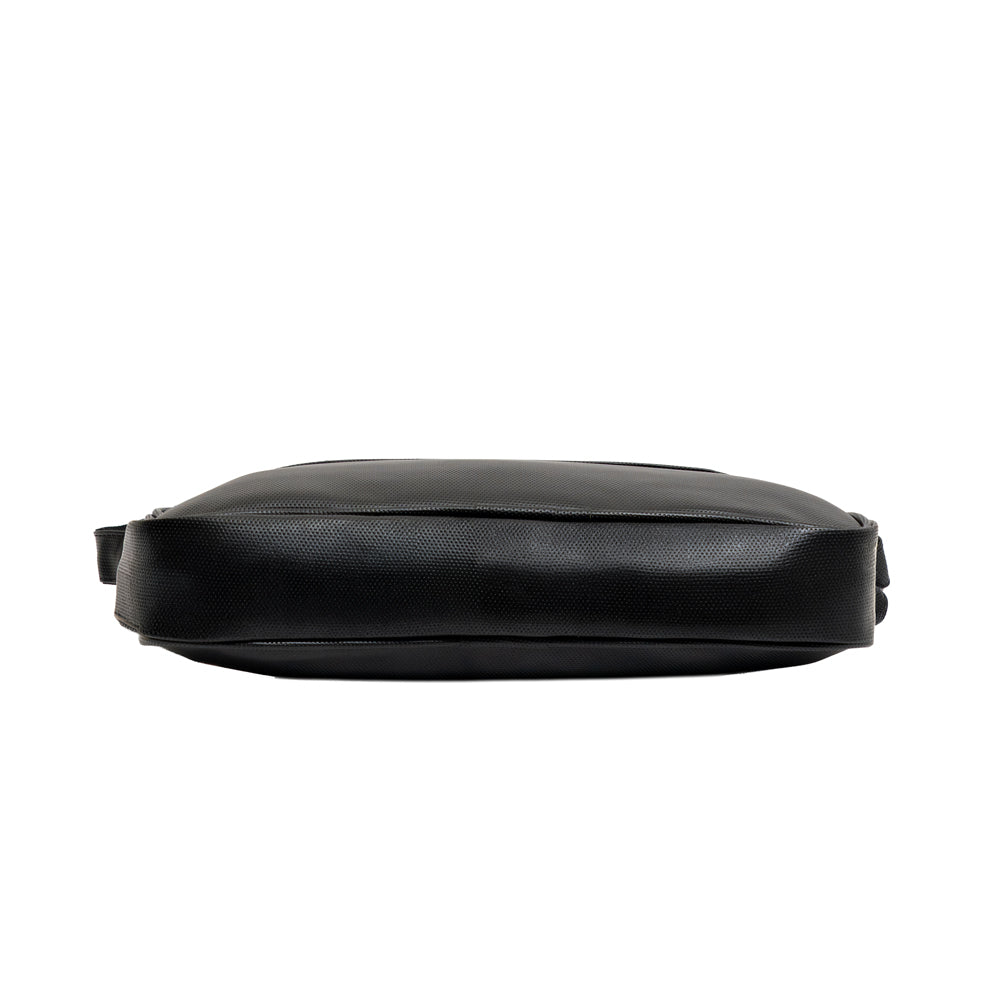 TEXEL All-Black Embossed Monogram Faux Leather Laptop Messenger Bag