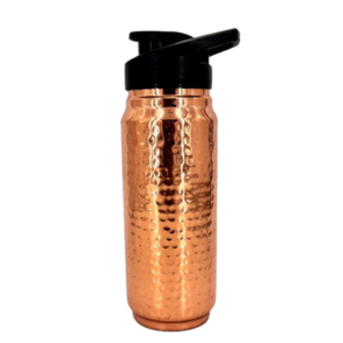 TATVA Sports Copper Bottle – Full Hammered with Sipper Lid