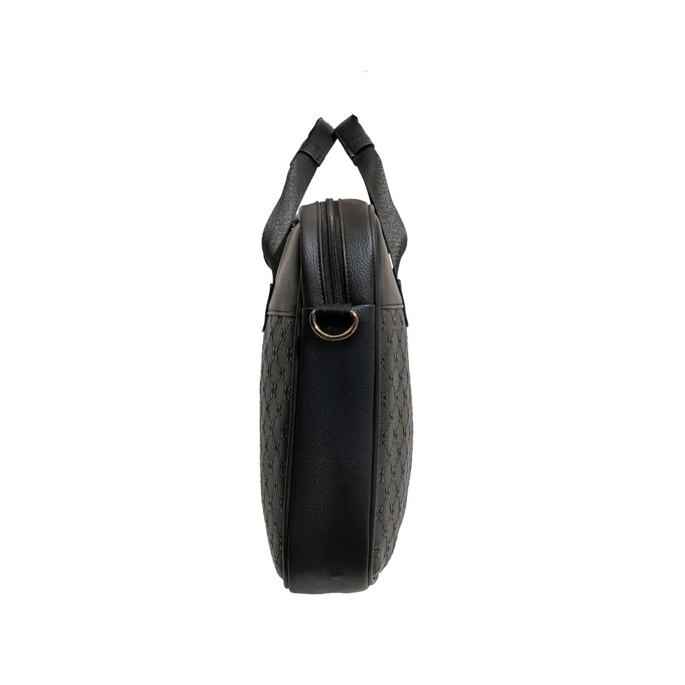 TEXEL All-Black Embossed Monogram Faux Leather Laptop Messenger Bag (Model: TXL508)