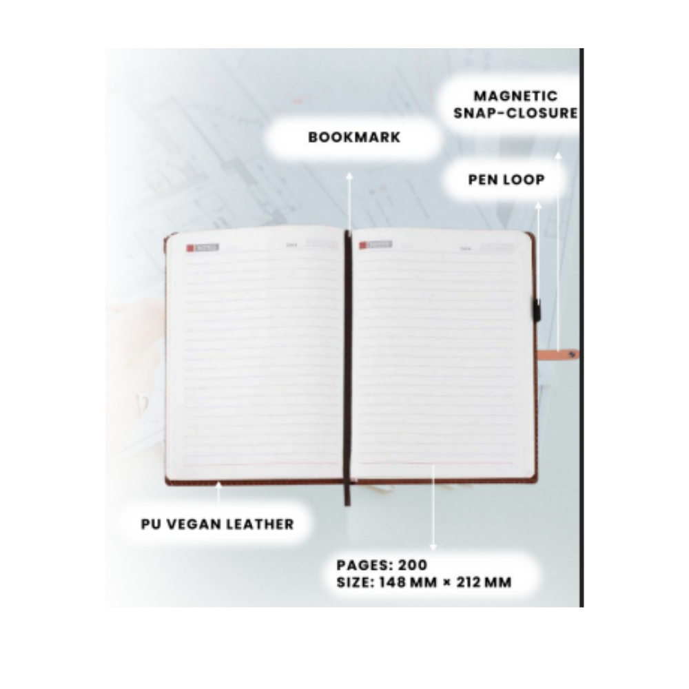 A5 PU Leather Executive Notebook with Magnetic Snap Closure – XG-NB14