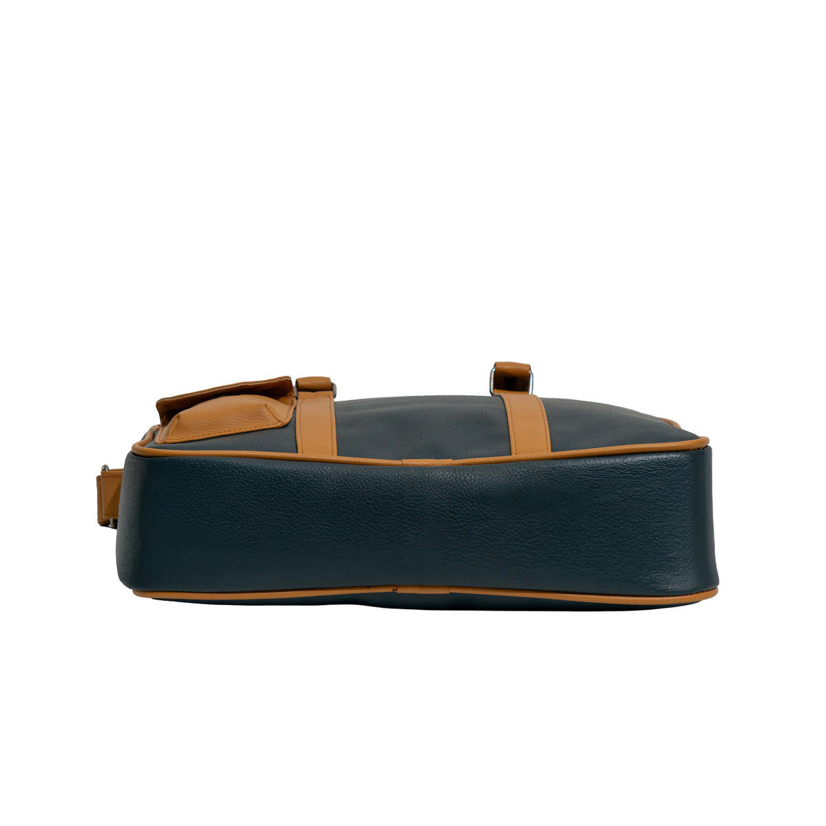 Teal Blue & Mustard Tan Faux Leather Laptop Messenger Bag (Model: R205)