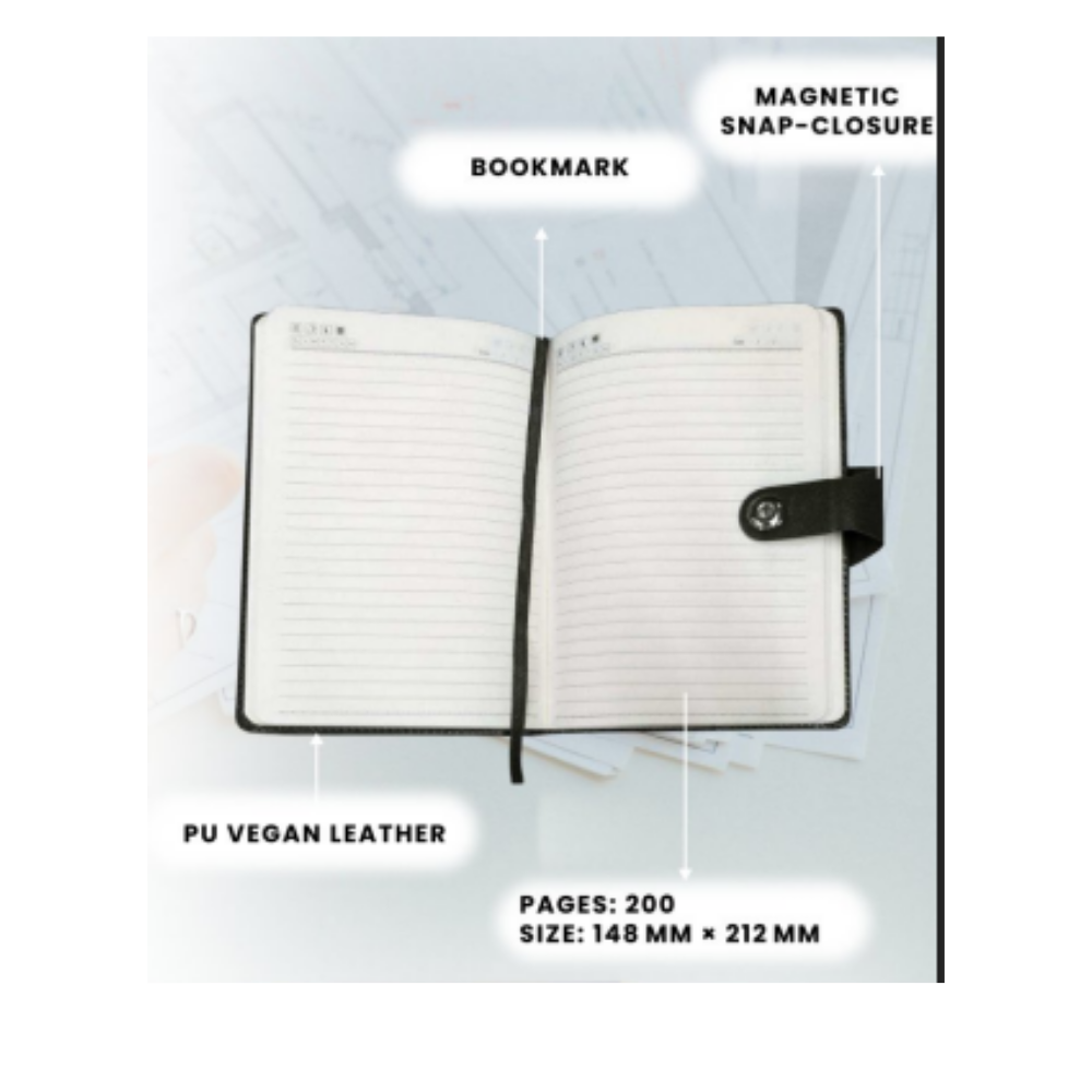 A5 PU Leather Executive Notebook with Snap Button Closure – XG-NB15