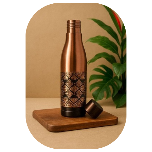 TAVYA Designer Copper Bottle – Glossy Finish