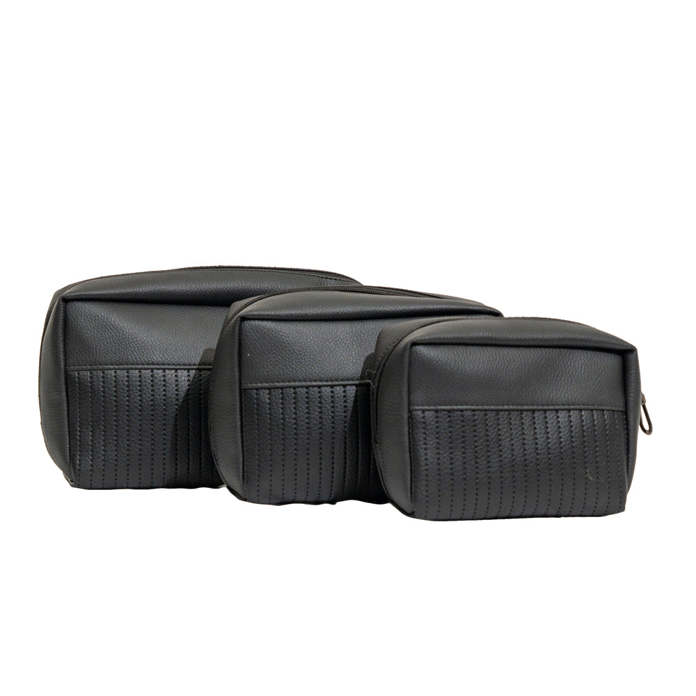 TEXEL Black Textured 3-Piece Toiletry & Utility Pouch Combo Set (Model: TXL424)