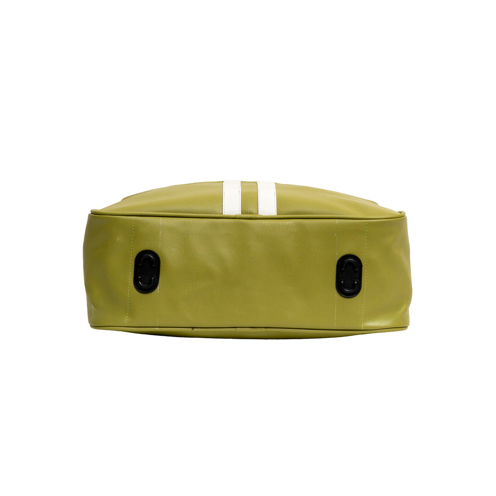 Olive Green & White Striped Retro Travel Duffle Bag (Model: TXL402)