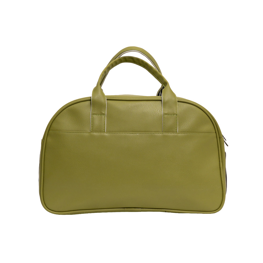 Olive Green & White Striped Retro Travel Duffle Bag (Model: TXL402)