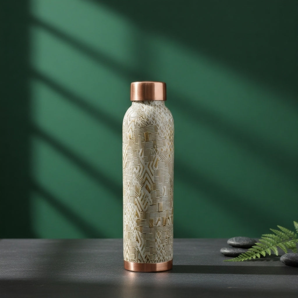 TIVRA T026 Meena Floral Copper Bottle - 950 ml समृद्धि