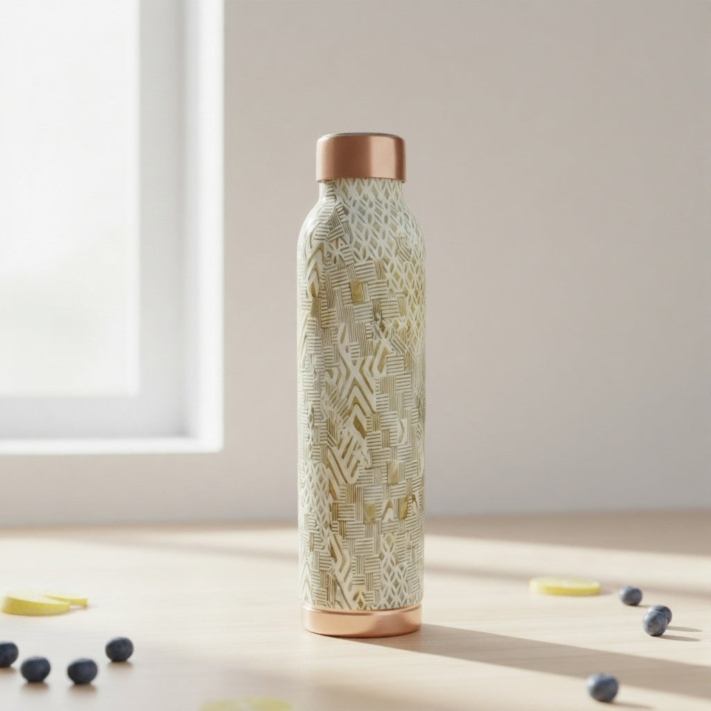 TIVRA T026 Meena Floral Copper Bottle - 950 ml समृद्धि