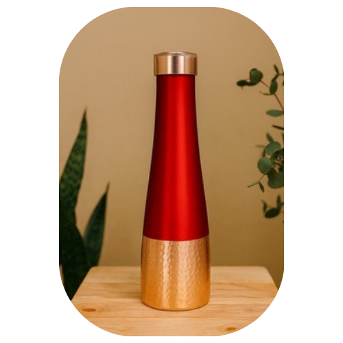 TIVRA Silk Copper Bottle – Half-Hammered Red Edition