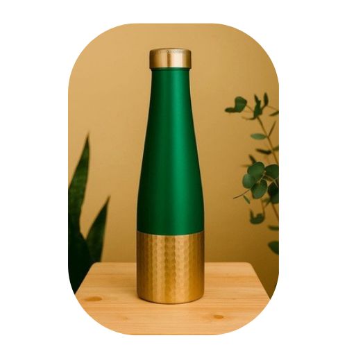 TIVRA Silk Copper Bottle – Half-Hammered Green Edition