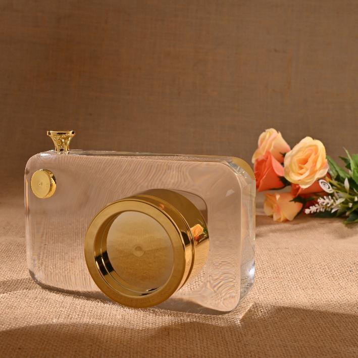 Transparent Crystal Ornament Sculpture Camera Statue for Desktop Bedroom L Decorative Showpiece