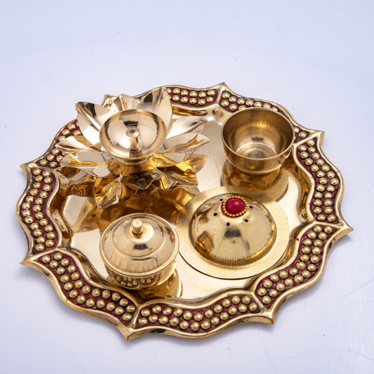 Brass Pooja Thali, Aarti thali for Home/Temple