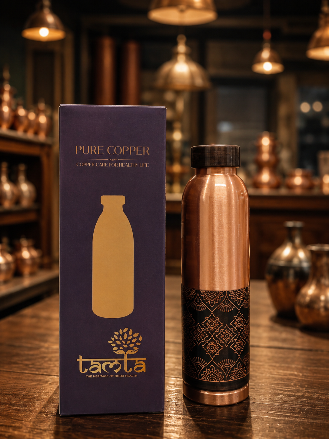 Premium Copper Bottle – 1000 ml A011 - शुद्ध